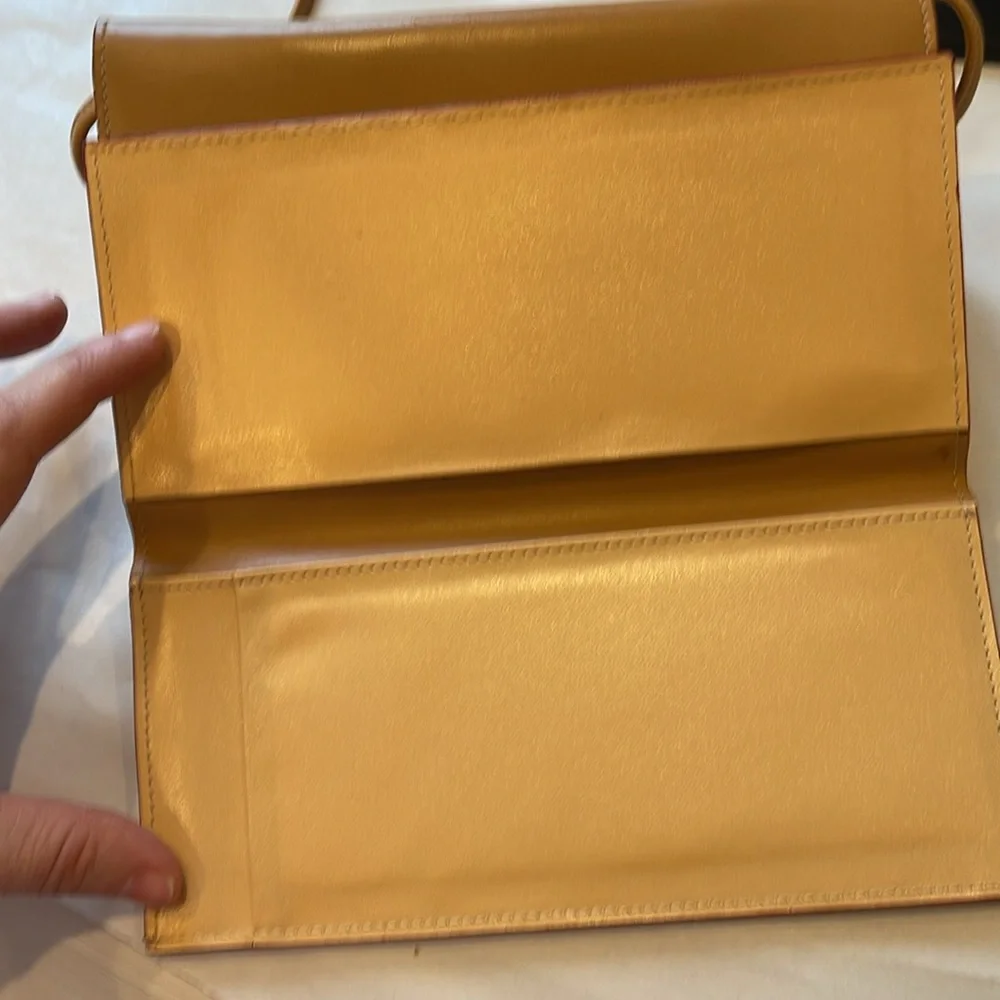 Lodis Audrey Leather Clutch Wallet VTG Tan Crossbody, Fold-Over Flap Checkbook
